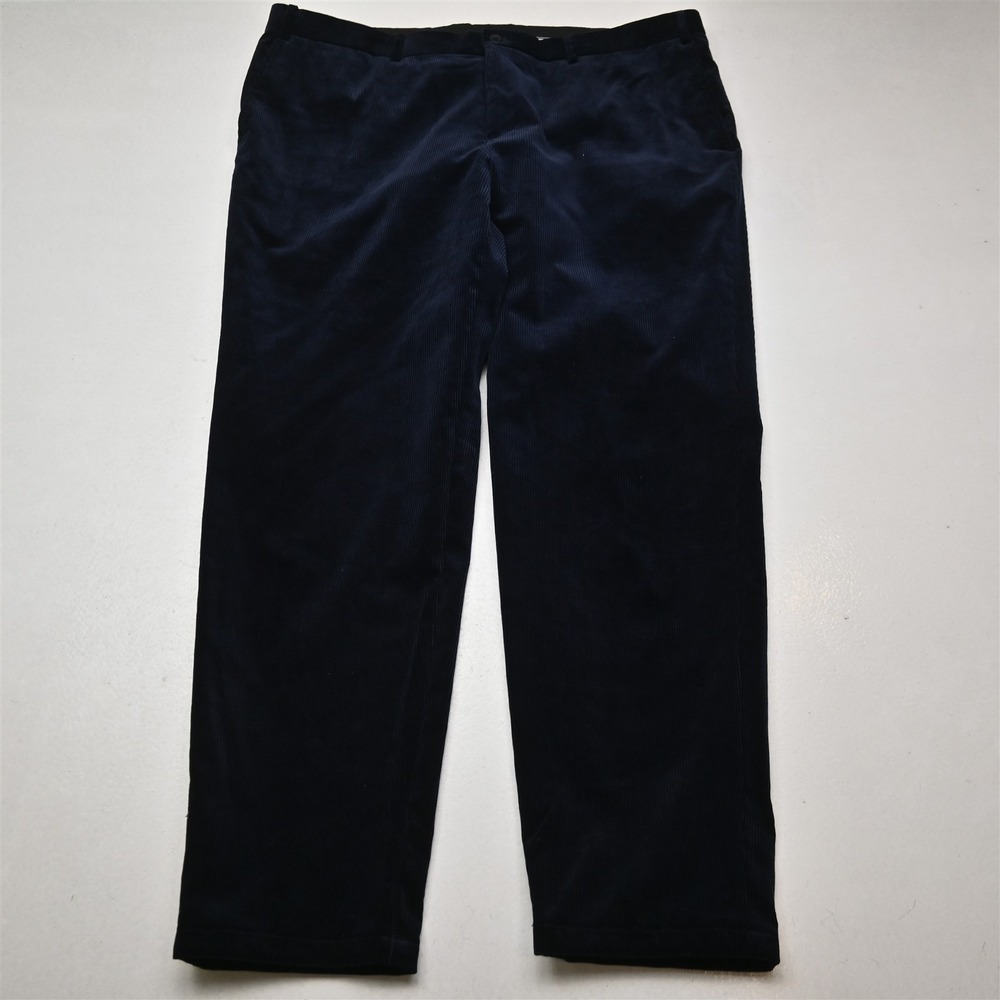 Bespoke 40x32 Navy Blue‎ Corduroy Flat Front Tapered Mens Pants